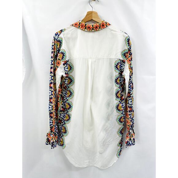 Boden colorful white button down top - Picture 4 of 5